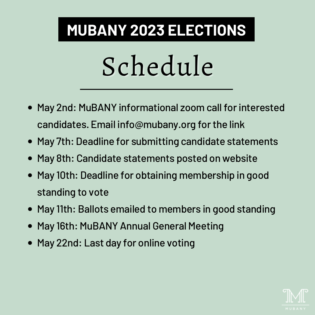 MuBANY 2023 elections schedule
